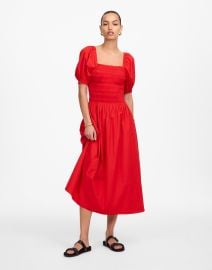Smocked Puff Sleeve Midi Dress in Poplin at Madewell